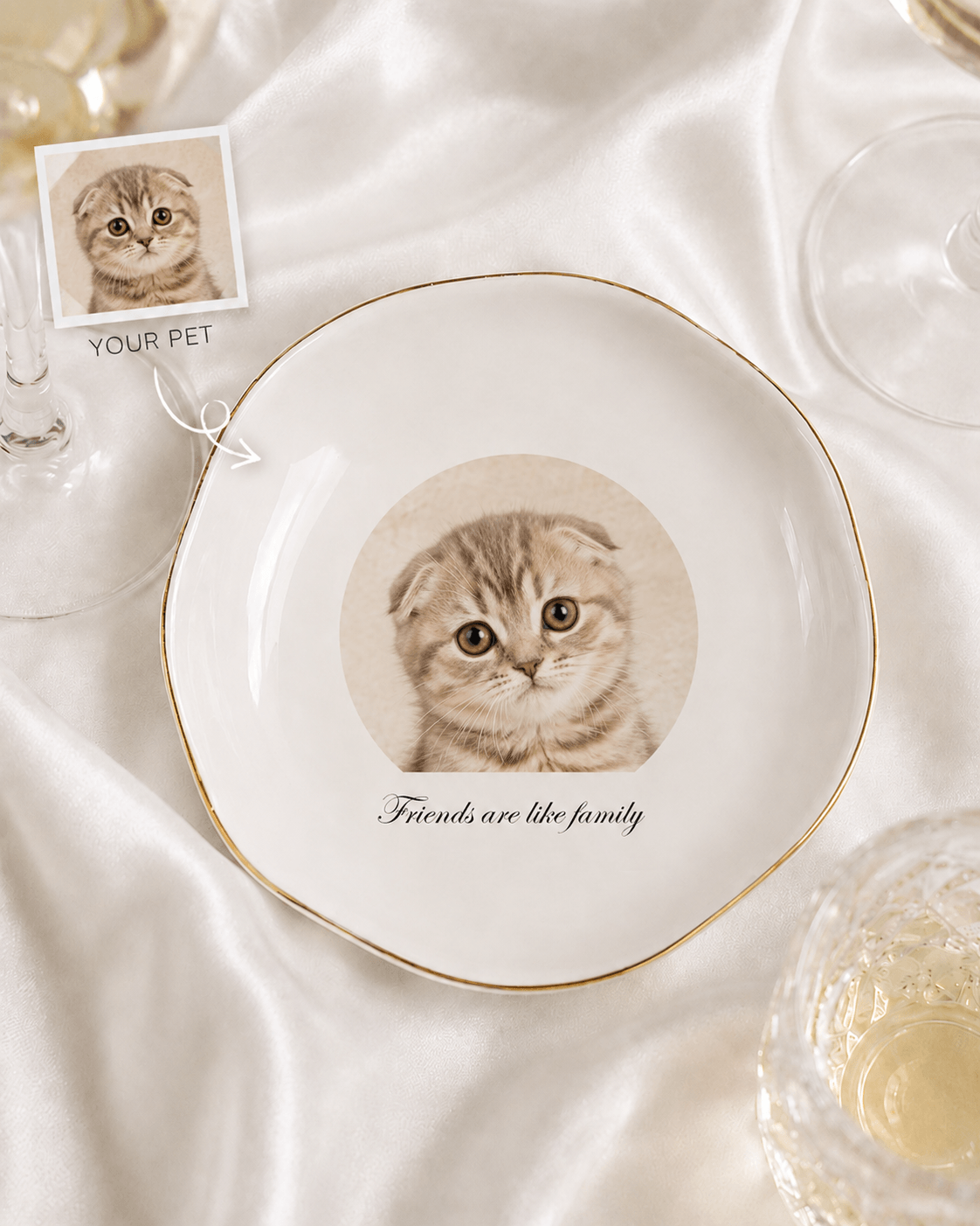 Custom Pet Portrait Plate from Photo – Personalized Dog Cat Ceramic Keepsake Gift