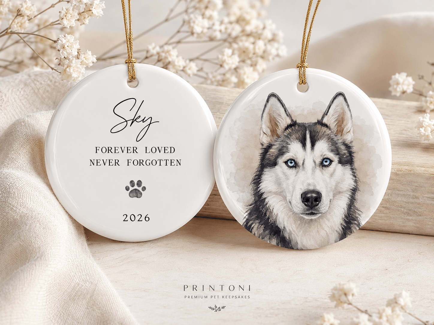 Custom Pet Memorial Ornament from Photo, Personalized Dog Cat Portrait Keepsake, Pet Loss Sympathy Gift, In Loving Memory Ornament