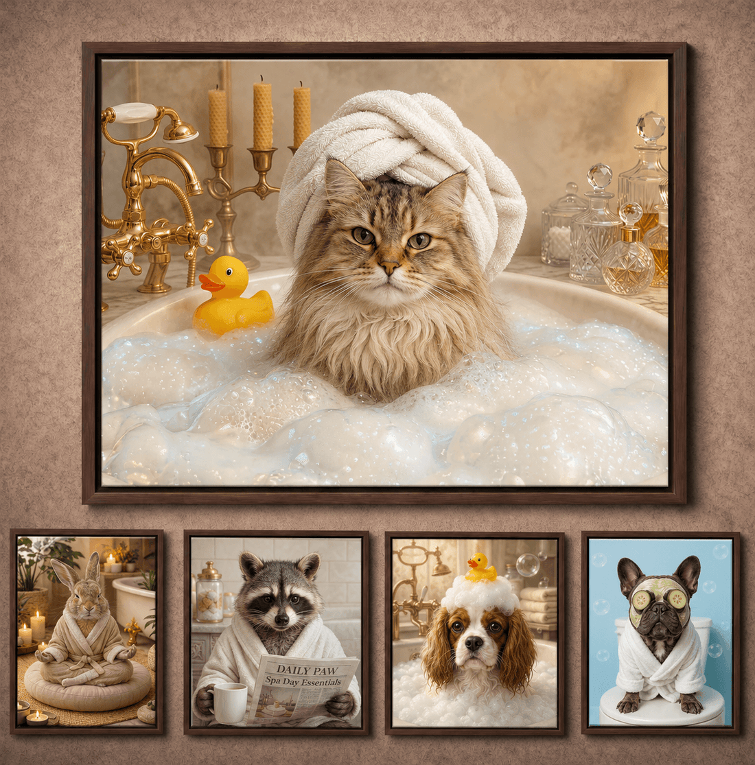 Custom Dog Portrait Print | Funny Pet Bath Art | Personalized Dog Gift | Bathroom Wall Decor - Printoni