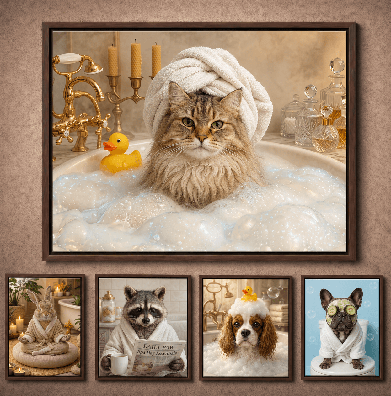 Custom Dog Portrait Print | Funny Pet Bath Art | Personalized Dog Gift | Bathroom Wall Decor - Printoni