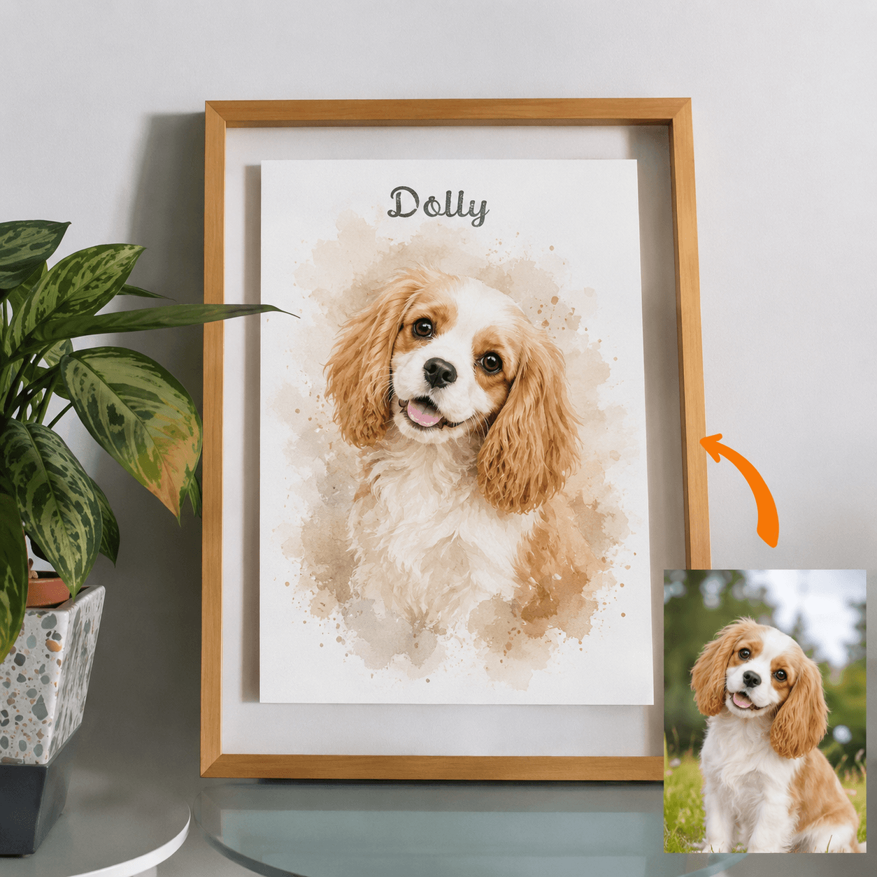 Custom Pet Memorial Canvas from Photo – Personalized Watercolor Dog Cat Portrait Loss Gift