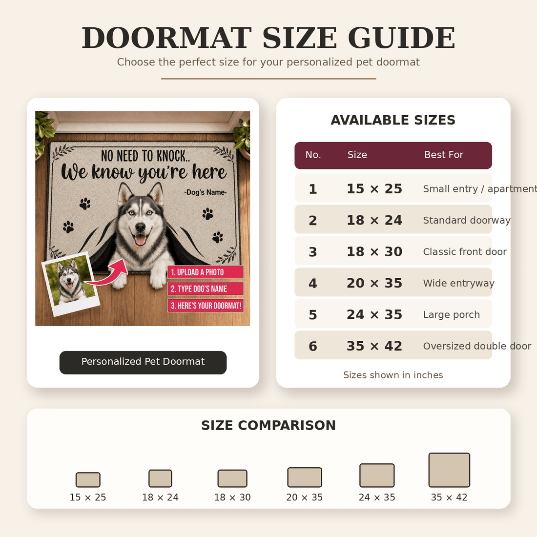 Custom Dog Doormat from Photo – Personalized "No Need to Knock" Funny Pet Welcome Mat - Printoni