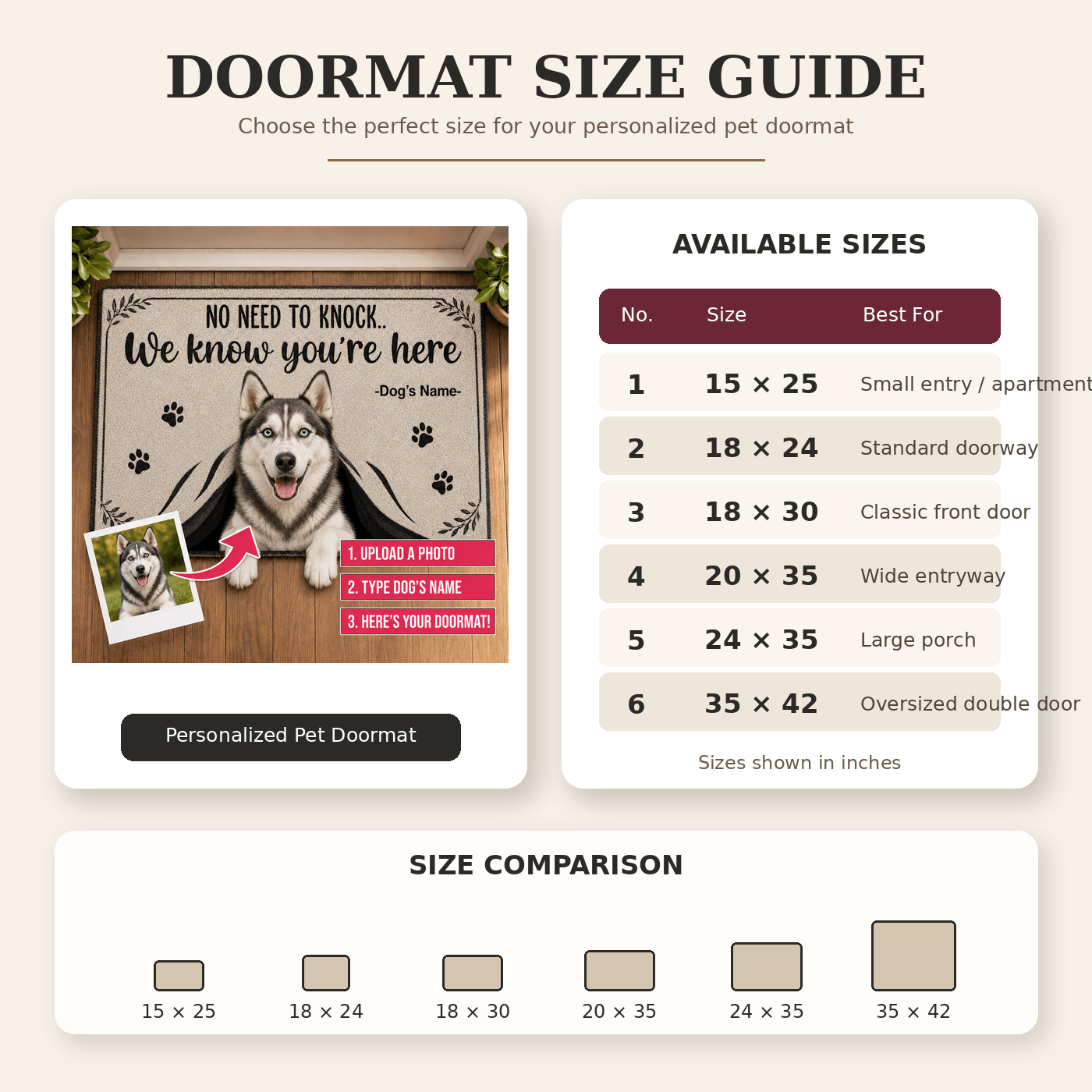 Custom Dog Doormat from Photo – Personalized "No Need to Knock" Funny Pet Welcome Mat