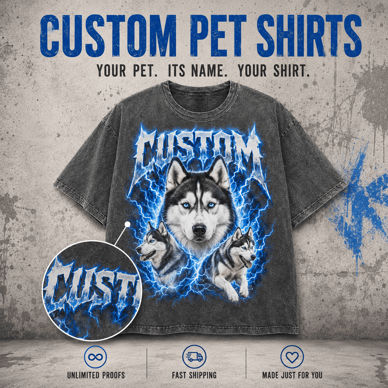 Custom Pet Portrait Shirt from Photo, Personalized Metal Band Pet Tee, 90s Rock Dog Cat Shirt with Name, Pet Lover Gift, Comfort Colors