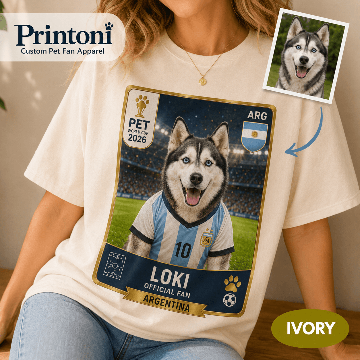 Custom Soccer Pet Shirt from Photo, Personalized Football Fan Dog Cat Tee with Name & Country, Soccer 2026 Gift, Comfort Colors