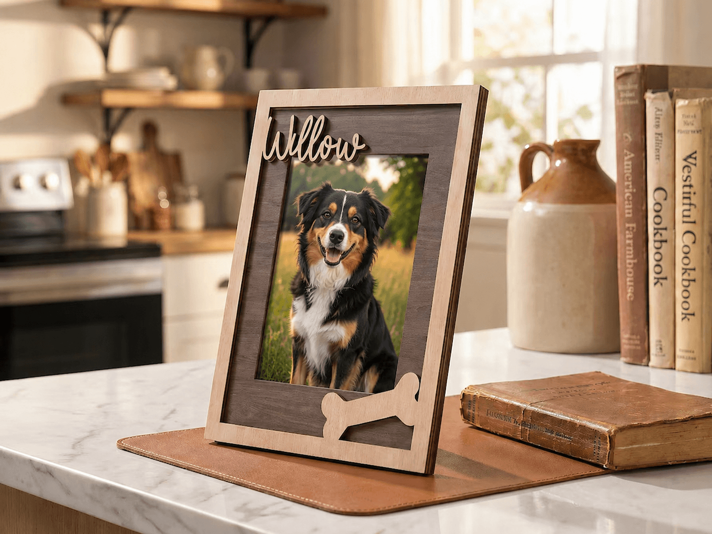 Custom Pet Memorial Picture Frame – Personalized Wooden Dog Photo Frame, Rainbow Bridge Loss Gift - Printoni