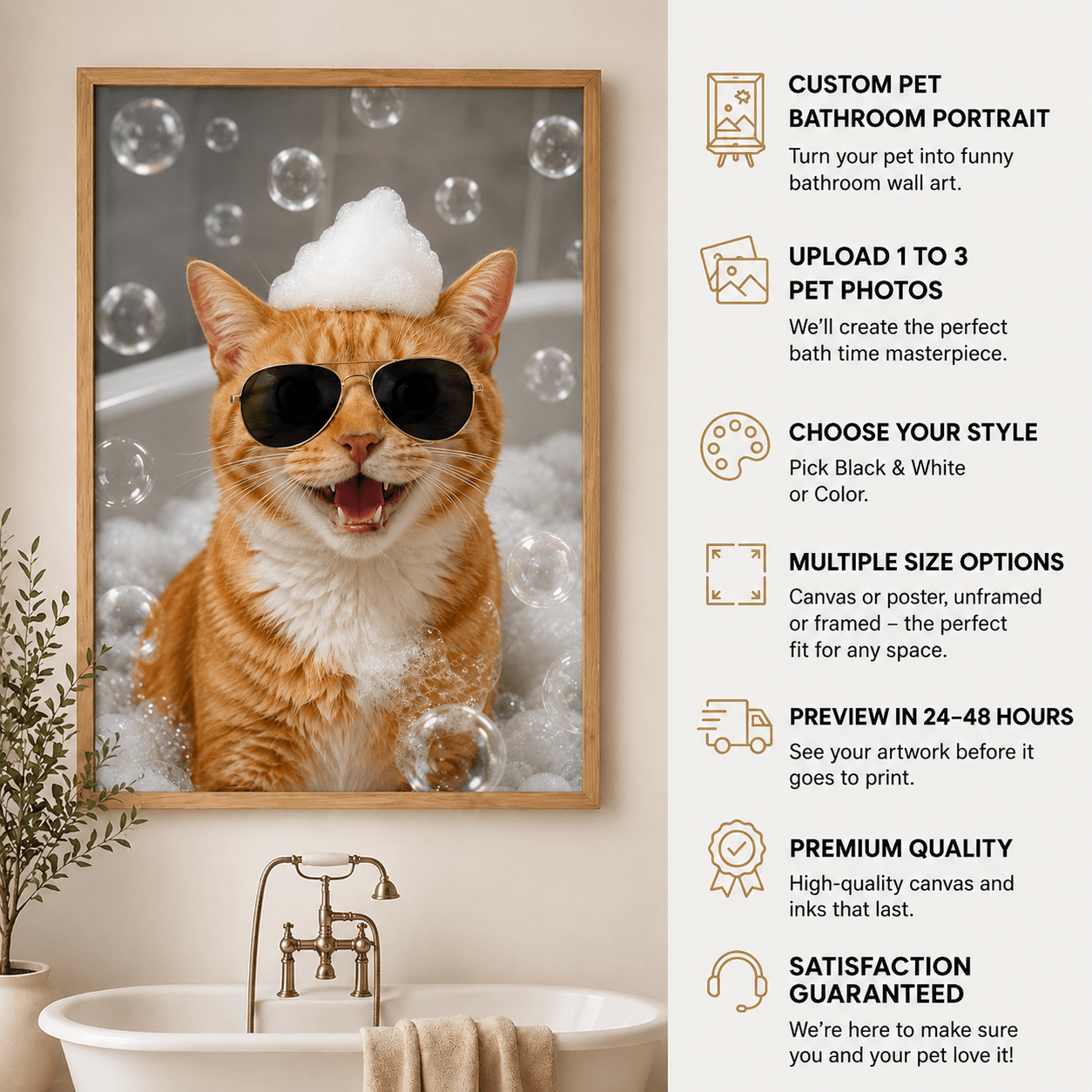 Custom Pet Portrait, Funny Bathroom Canvas Print, Dog Toilet Art (Poster/Canvas,Frame Canvas) - Printoni