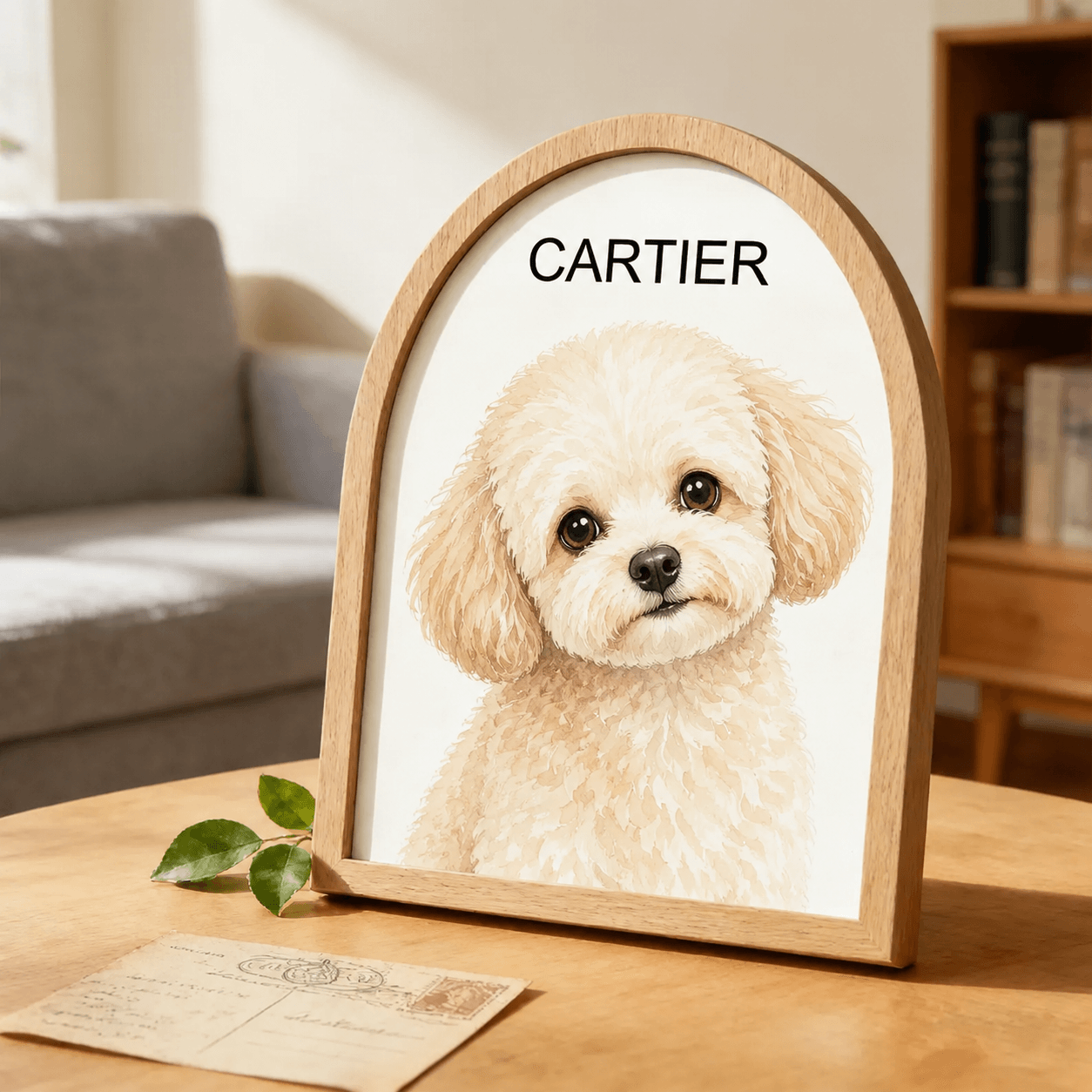 Custom Pet Collar Holder Sign – Personalized Watercolor Dog Portrait Frame, Pet Memorial Gift - Printoni