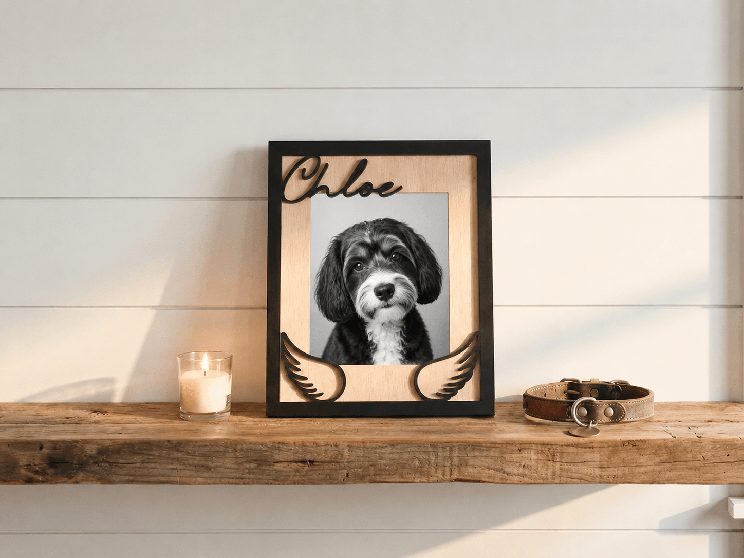 Custom Pet Memorial Picture Frame – Personalized Wooden Dog Photo Frame, Rainbow Bridge Loss Gift - Printoni