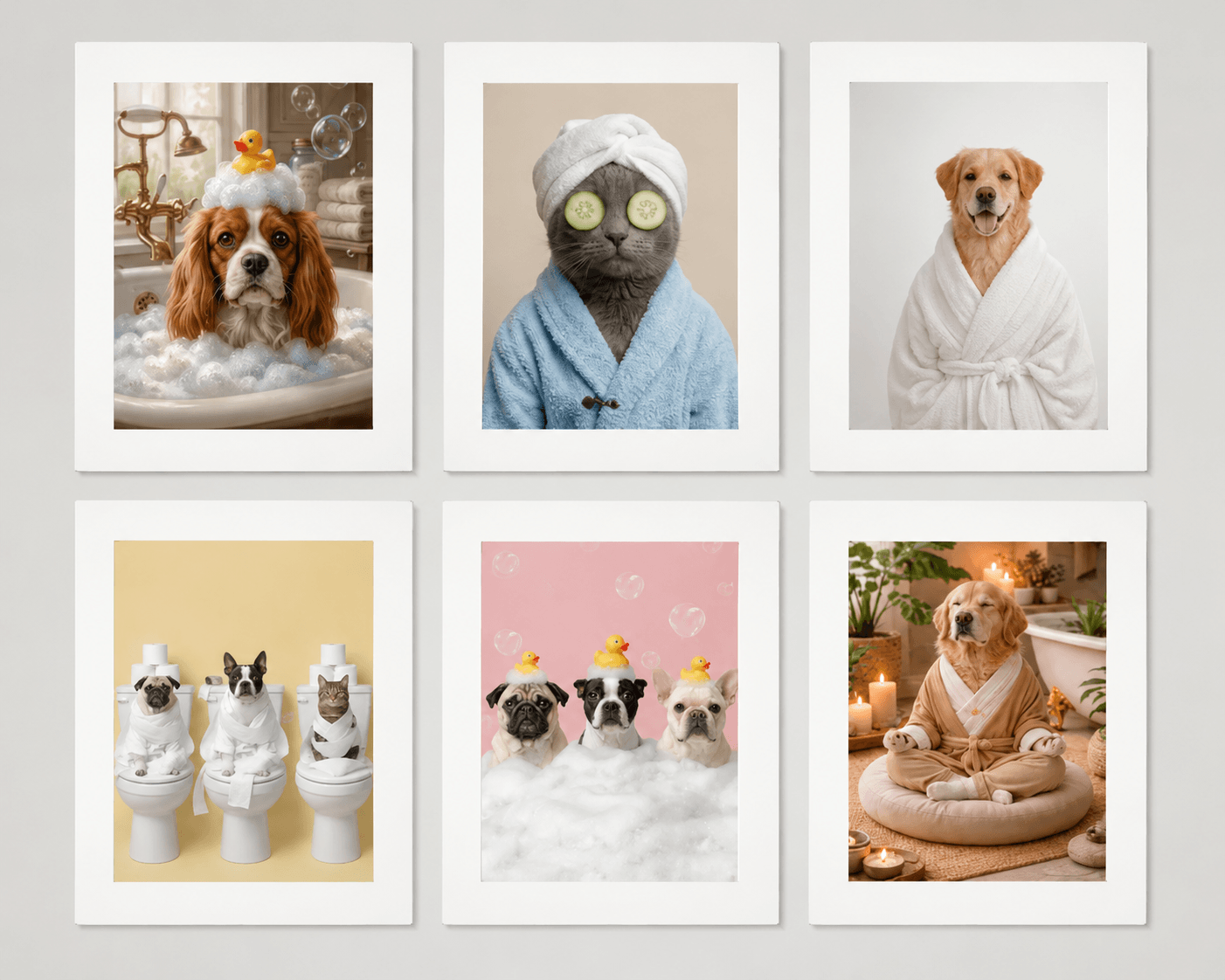 Custom Dog Portrait Print | Funny Pet Bath Art | Personalized Dog Gift | Bathroom Wall Decor - Printoni