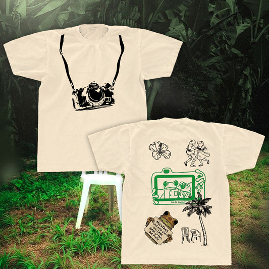 DTMF Camera Doodle Fan Tee | Bad Bunny Debi Tirar Mas Fotos Shirt | Dark Washed Graphic Tee 2025