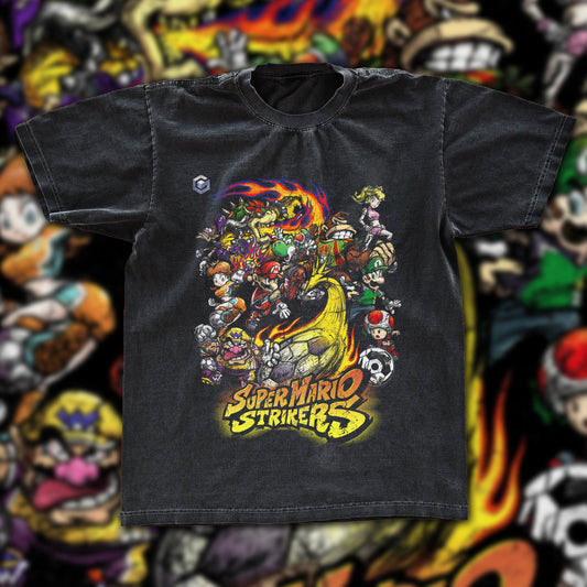 Super Mario Strikers Vintage Fan Tee | Nintendo GameCube Soccer Game Shirt | Dark Washed Retro Gamer Gift