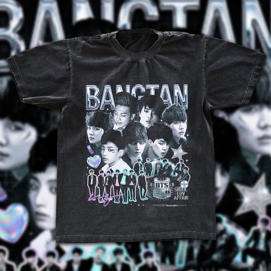 BTS Bangtan Skool Luv Affair Vintage Bootleg Tee | ARMY Fan Graphic Shirt | Dark Washed Kpop Merch