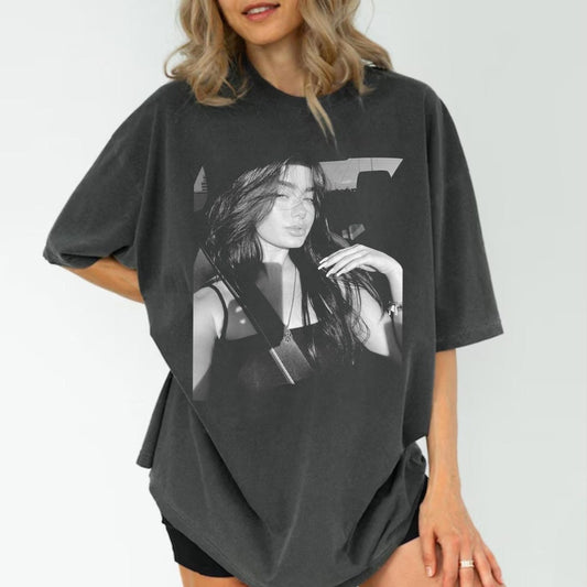 Custom Photo Shirt | Personalized Vintage Black White Photo Tee | Unique Gift Dark Washed Unisex