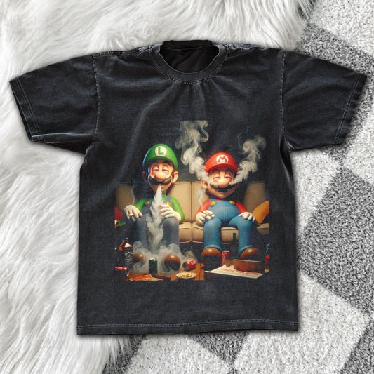 Couch Potato Bros Vintage Graphic Tee | Dark Humor Lazy Day Art | Retro Washed Unisex Shirt