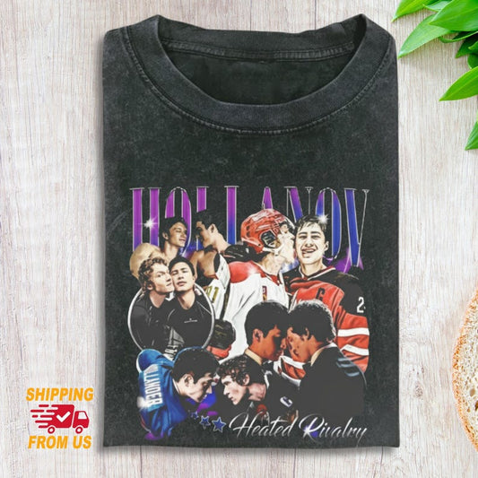 Hollanov Heated Rivalry Vintage Bootleg Fan Tee | Hockey Romance Book Merch | Retro 90s Graphic Shirt