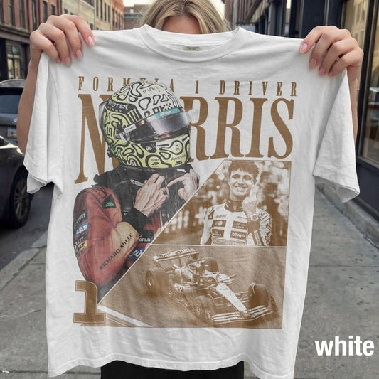 Lando Norris Formula 1 Champion Vintage Fan Tee | F1 Driver 1 McLaren Bootleg Shirt | Comfort Colors Pepper - Tuli Clothing