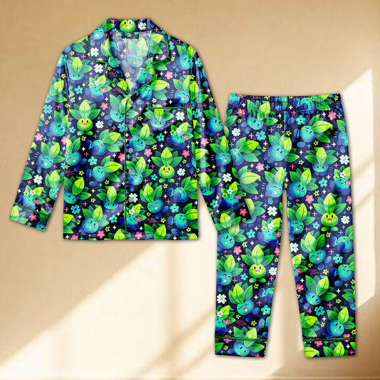 Oddish Pokemon Pajama Set | Cute Plant Pokemon All-Over Print Sleepwear | Pokemon Fan Gift PJ Set