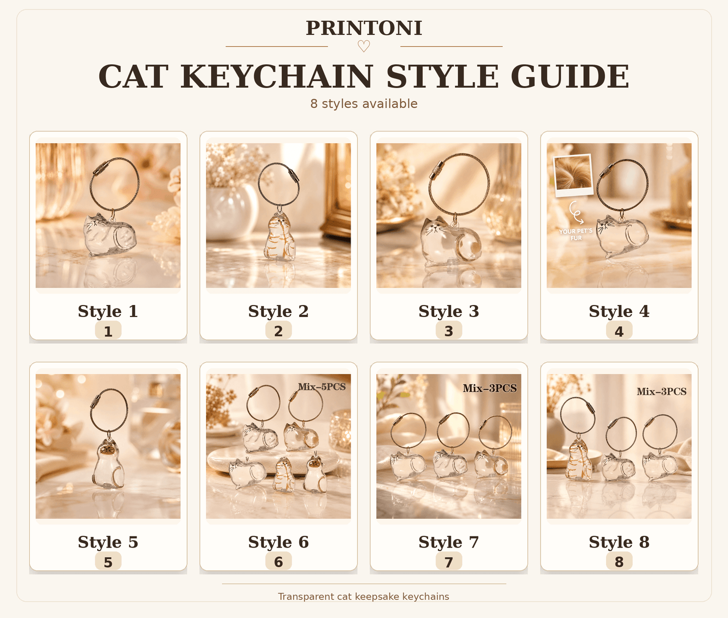 Cat Pet Fur Keepsake Keychain – Memorial Hair Holder Bottle, Pet Loss Gift for Cat Lovers